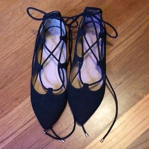 Strappy pointed toe black flats sz 7.5